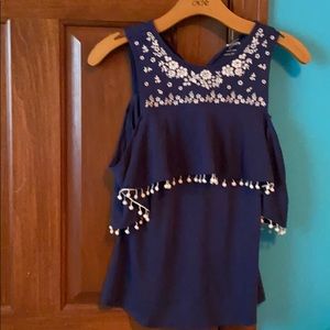 soft navy flowered shirt